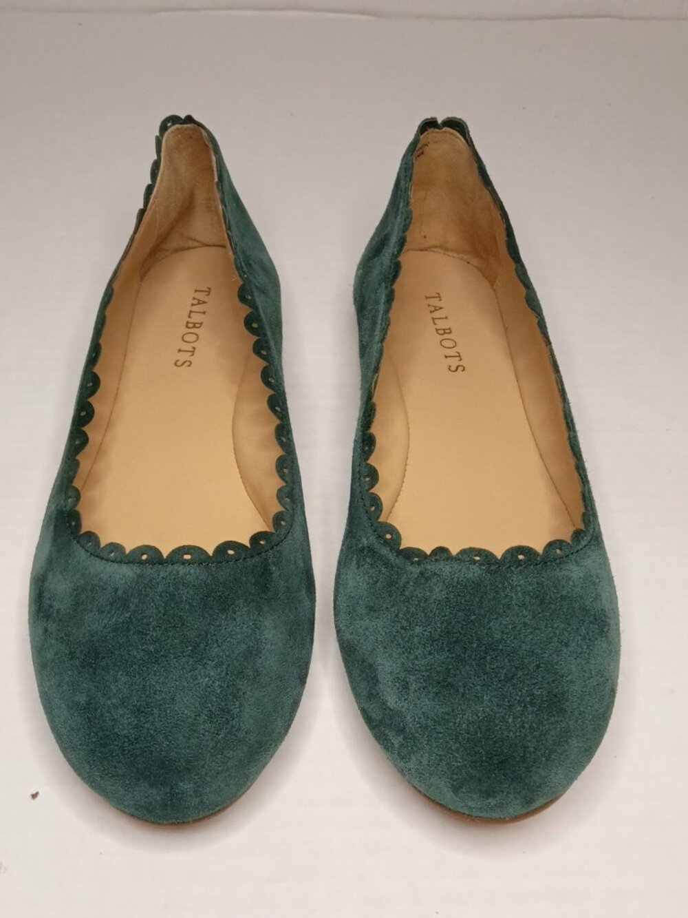 Talbots Penelope Teal Suede Scalloped Ballet Flats Size Women's 6.5M